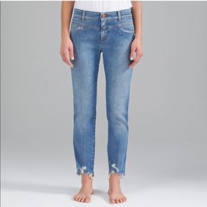 Anthropologie Closed Pedal Queen Mid Rise Slim Straight Raw Hem Ankle Jeans